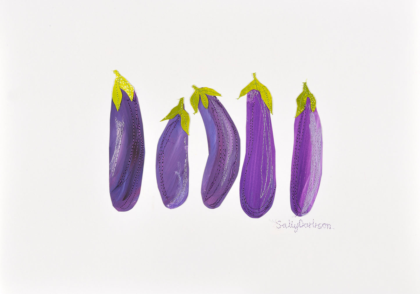 5 Eggplants - framed