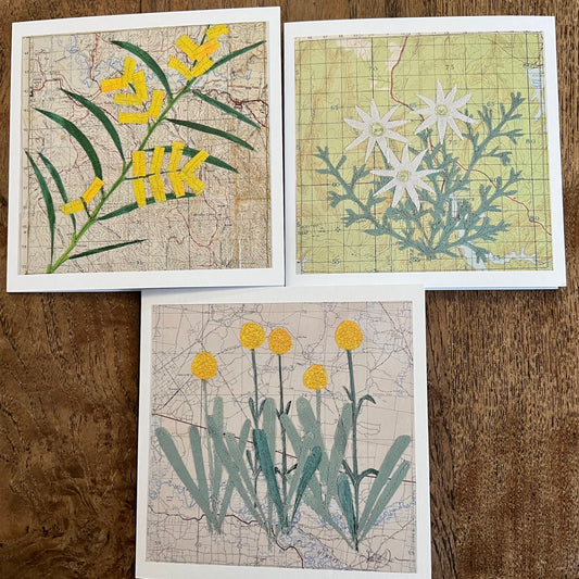 Set of 3 cards,Yellow and white