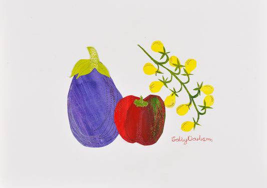 Eggplant, Capsicum and Yellow Tomatoes